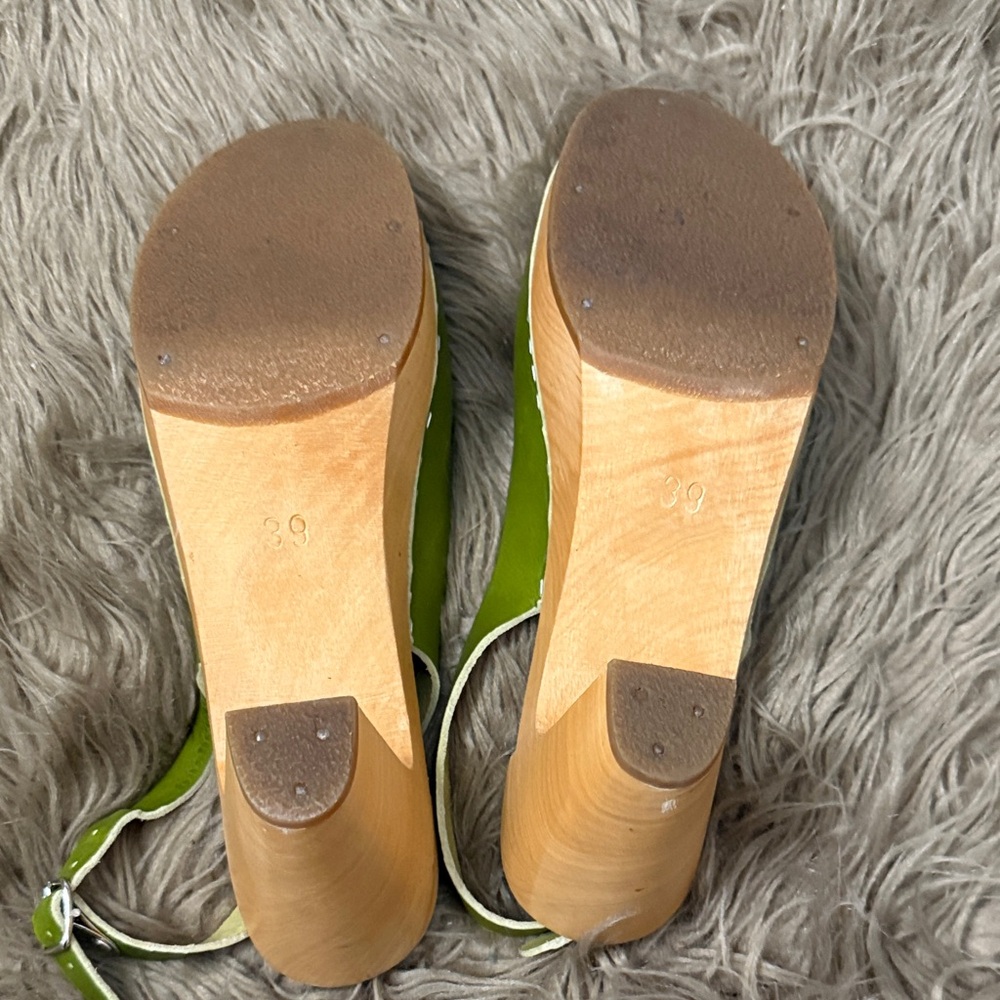Swedish Hasbeens Olive Green Slingback Clogs size 8.5 - Picture 11 of 12